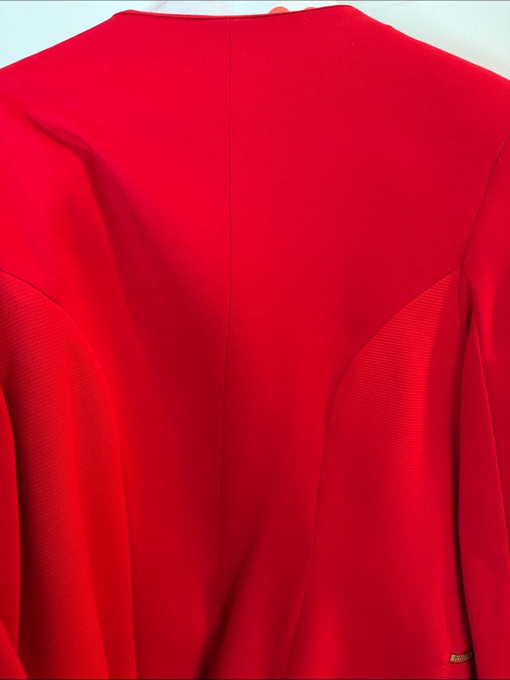 Marc Bouwer Vibrant Red Open-Front Blazer with Gold Zipper Accents - Picture 6 of 7